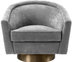 Casa Padrino Drehsessel Grau / Mattgold 85 x 76 x H. 76 cm - Luxus Wohnzimmermöbel
