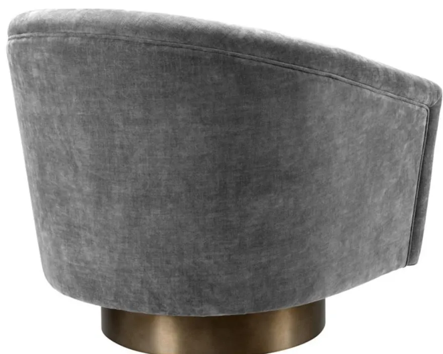 Casa Padrino Drehsessel Grau / Mattgold 85 x 76 x H. 76 cm - Luxus Wohnzimmermöbel