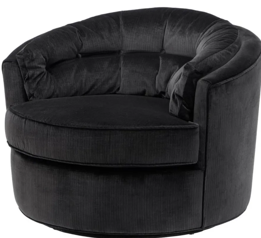 Casa Padrino Drehsessel Schwarz 90 x 86 x H. 72 cm - Luxus Qualität