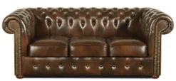 Casa Padrino Echtleder 3er Sofa Dunkelbraun 200 x 90 x H. 78 cm - Luxus Chesterfield Möbel