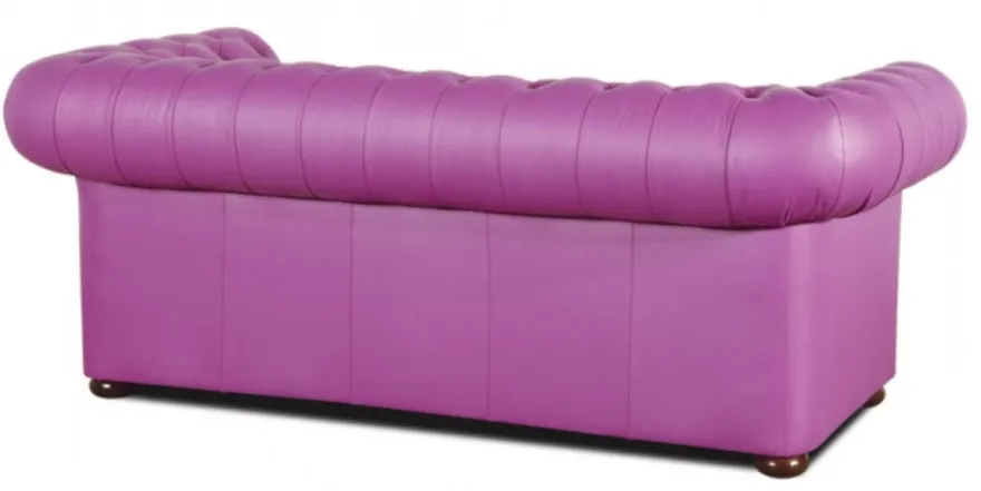 Casa Padrino Echtleder 3er Sofa Violett 200 x 90 x H. 78 cm - Luxus Chesterfield Möbel