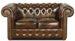 Casa Padrino Echtleder 2er Sofa Dunkelbraun 160 x 90 x H. 78 cm - Luxus Qualität
