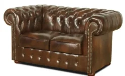 Casa Padrino Echtleder 2er Sofa Dunkelbraun 160 x 90 x H. 78 cm - Luxus Qualität