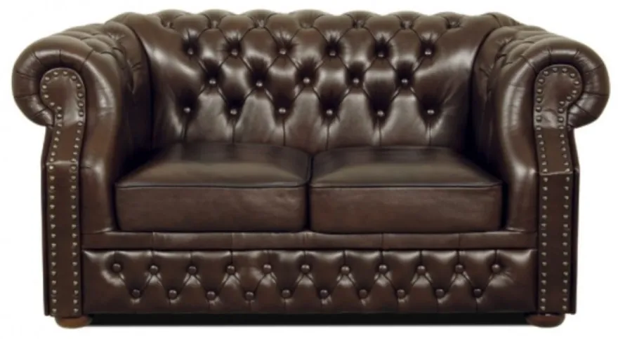 Casa Padrino Echtleder 2er Sofa Dunkelbraun 160 x 90 x H. 80 cm - Luxus Chesterfield Möbel
