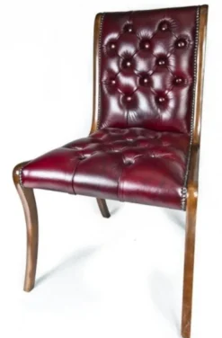 Casa Padrino Echtleder Esszimmerstuhl Weinrot / Braun 50 x 47 x H. 95 cm - Luxus Möbel