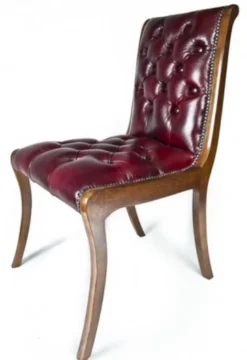 Casa Padrino Echtleder Esszimmerstuhl Weinrot / Braun 50 x 47 x H. 95 cm - Luxus Möbel