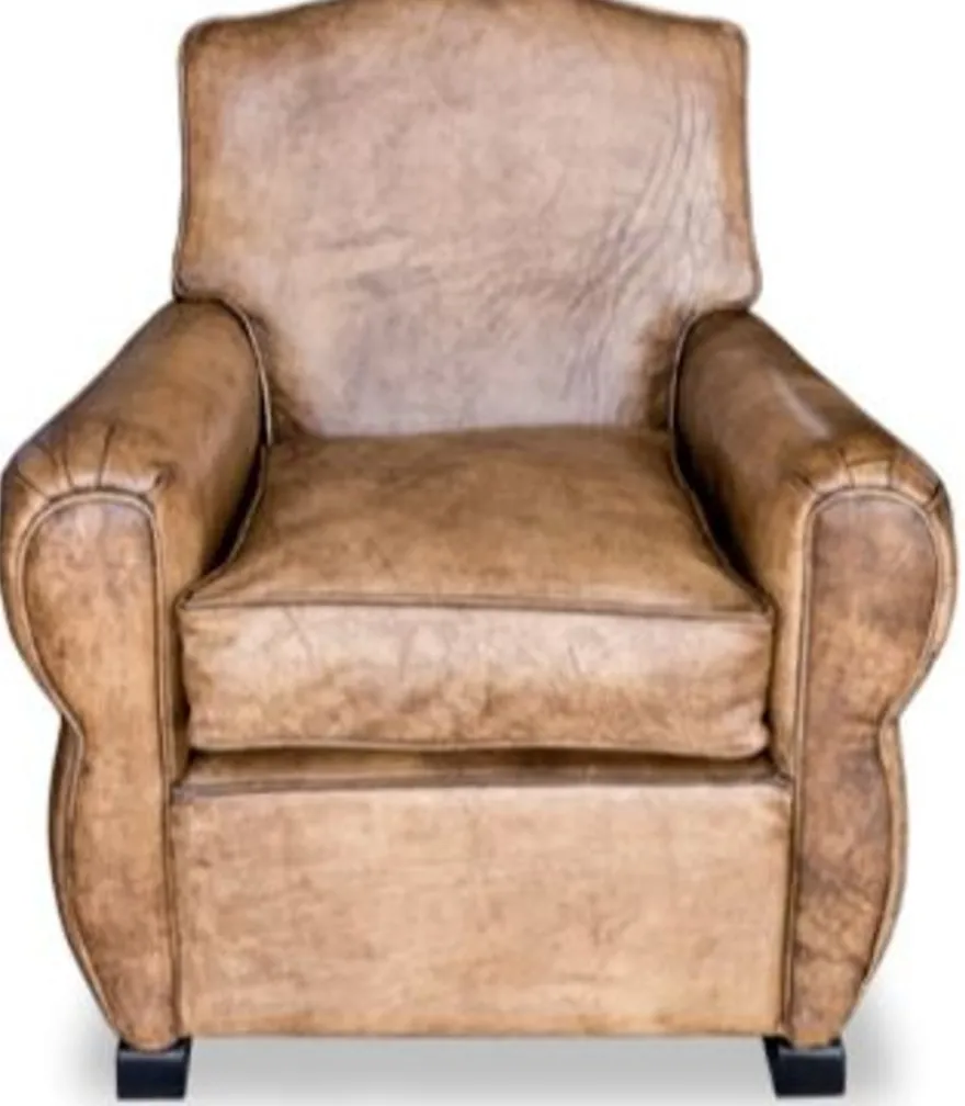 Casa Padrino Echtleder Sessel Buffalo Leder / Antik-Braun - Clubsessel - Lounge Sessel - Vintage