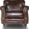 Casa Padrino Echtleder Sessel Braun - Eleganter Wohnzimmer Leder Sessel - Wohnzimmer Möbel - Echtleder Möbel