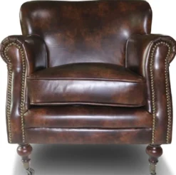Casa Padrino Echtleder Sessel Braun - Eleganter Wohnzimmer Leder Sessel - Wohnzimmer Möbel - Echtleder Möbel
