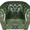 Casa Padrino Echtleder Sessel Dunkelgrün 120 x 90 x H. 80 cm - Chesterfield Sessel