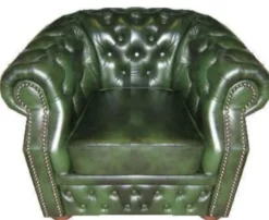 Casa Padrino Echtleder Sessel Dunkelgrün 120 x 90 x H. 80 cm - Chesterfield Sessel