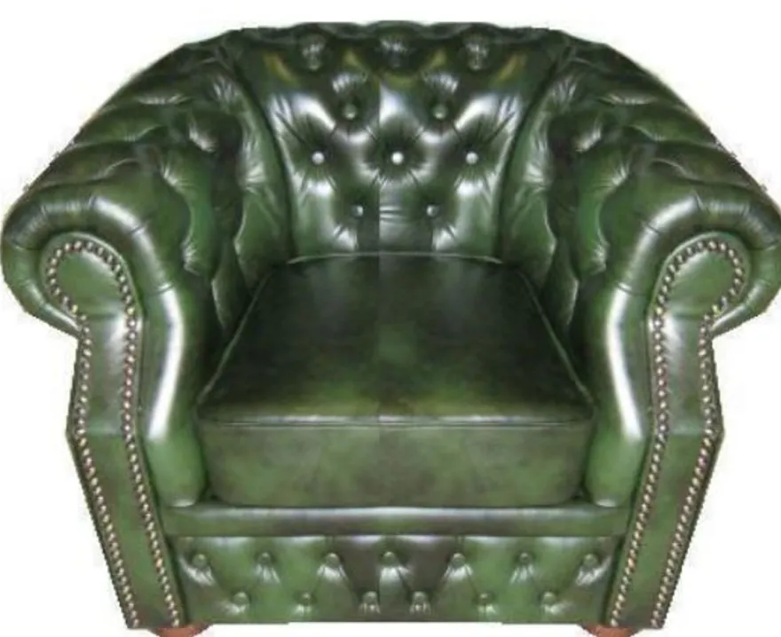 Casa Padrino Echtleder Sessel Dunkelgrün 120 x 90 x H. 80 cm - Chesterfield Sessel