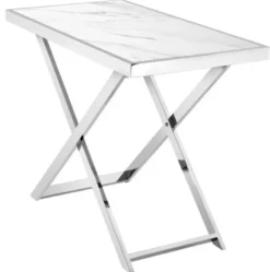 Casa Padrino Edelstahl Konsole mit weißer Marmorplatte 110 x 60 x H. 87 cm - Luxus Wohnzimmermöbel