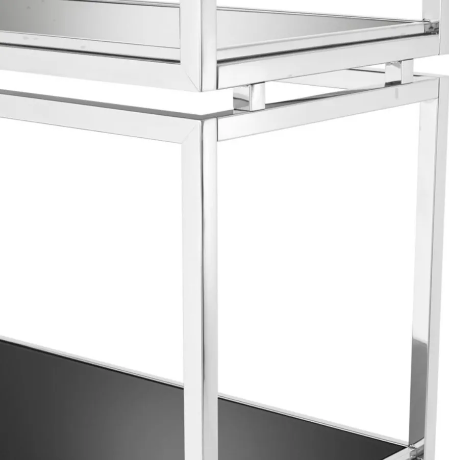 Casa Padrino Edelstahl Regalschrank mit schwarzen Glasplatten 90 x 35 x H. 223,5 cm - Luxus Wohnzimmerschrank