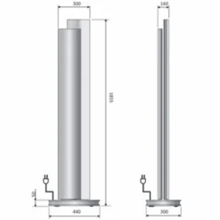 Casa Padrino Elektrische Luxus LED Säulenheizung Weiß / Silber H. 185,5 cm - Made in Italy
