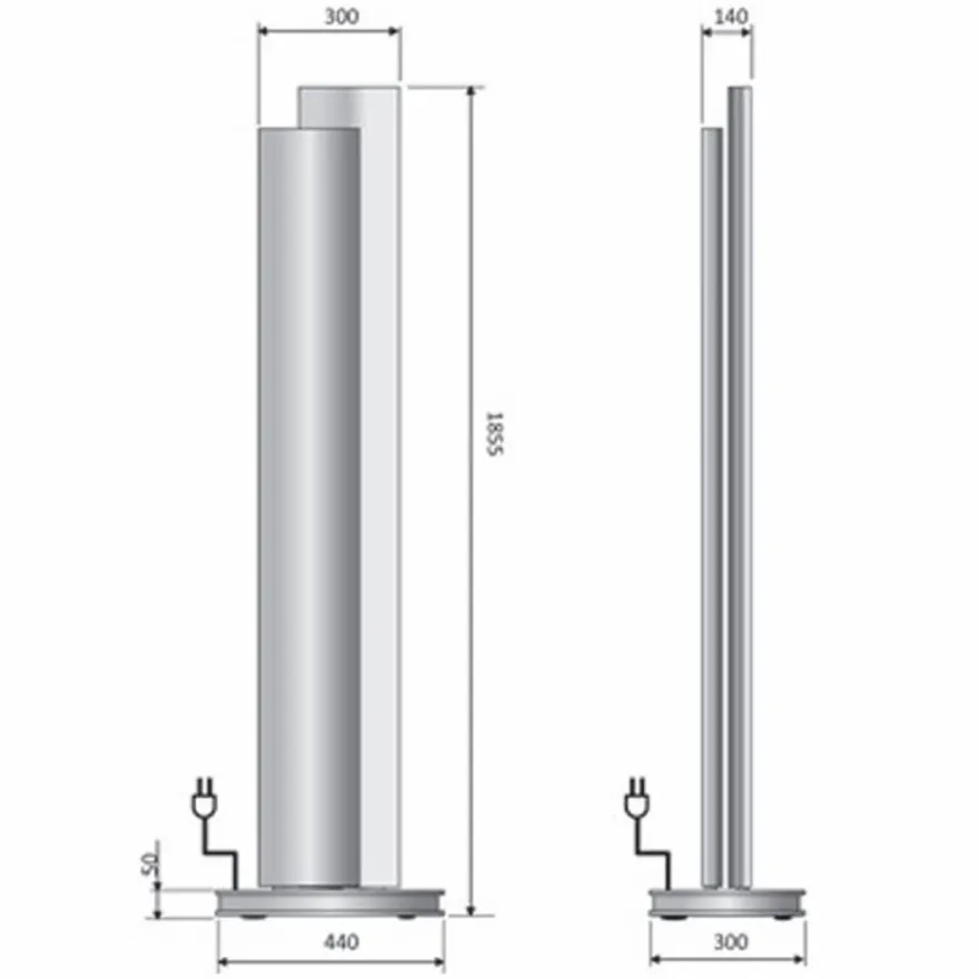 Casa Padrino Elektrische Luxus LED Säulenheizung Weiß / Silber H. 185,5 cm - Made in Italy