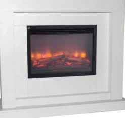 Casa Padrino Elektro Kamin Weiß Antik Stil Barock Jugendstil B 110 x H 95 x T 34 cm ModG2 - Elektrokamin - Wohnzimmer Kamin