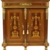 Casa Padrino Empire Barock Kommode Mahagony Intarsien mit Marmorplatte 110 x 40 x H 115 cm