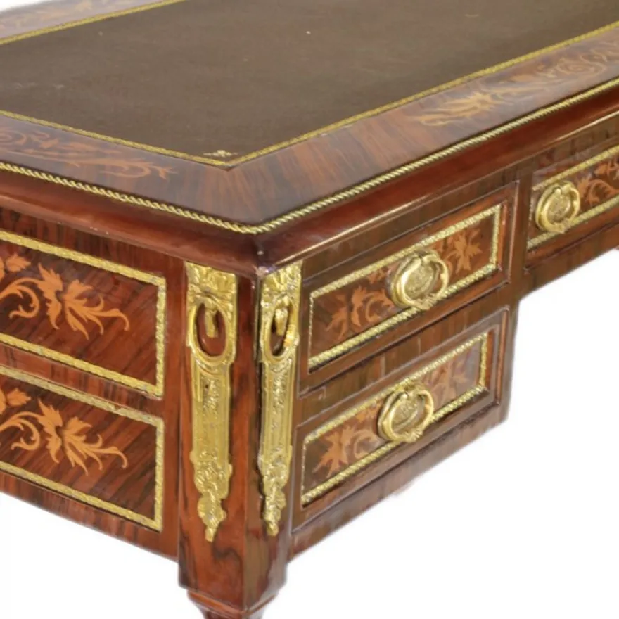 Casa Padrino Empire Schreibtisch Mahagoni Intarsien mit Gold - Barock Sekretär - 120 x 60 x 80 cm