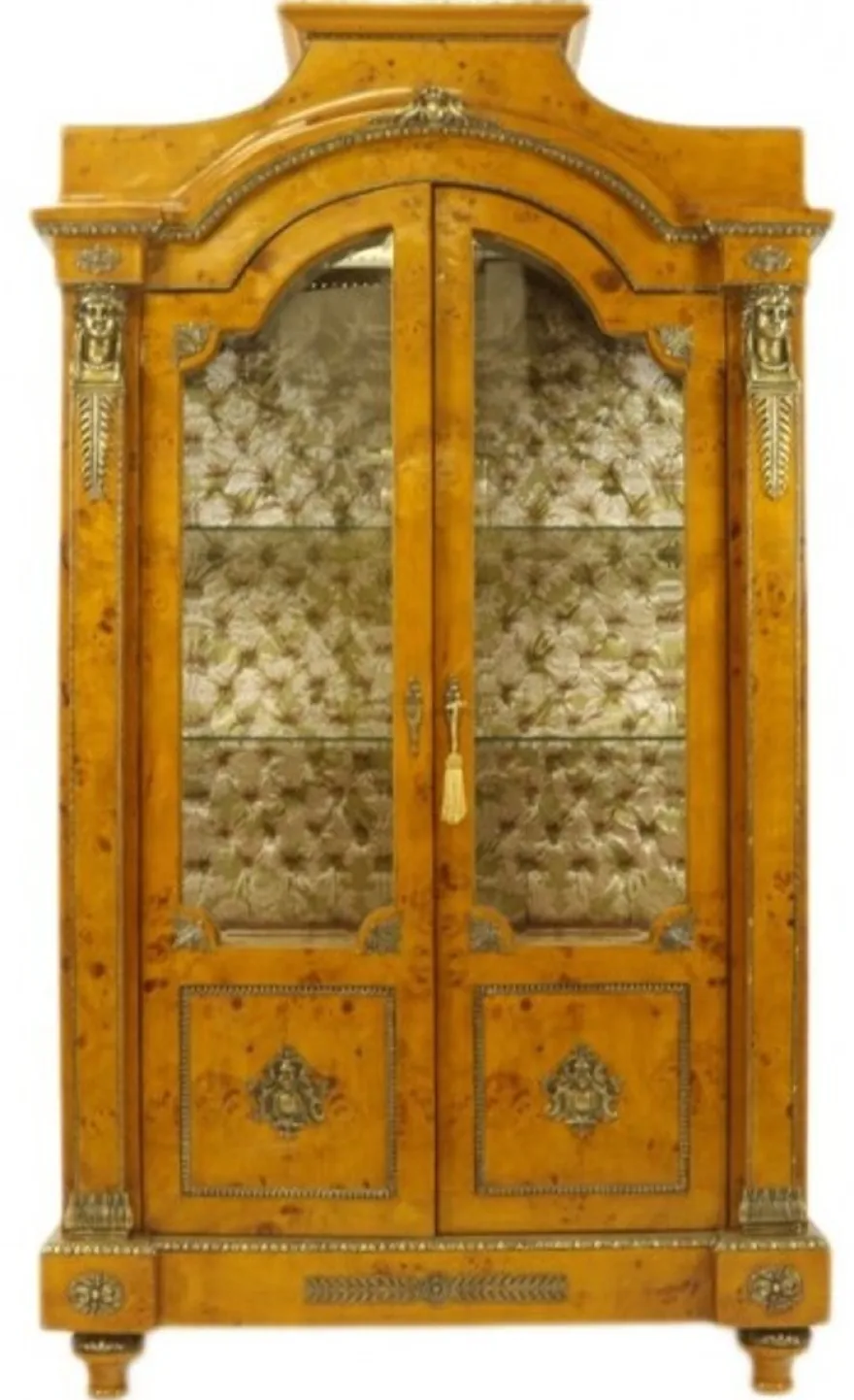 Casa Padrino Empire Vitrine Vogelaugenahorn 110 x 50 x 195 cm - Handgefertigter Barock Vitrinenschrank aus massivem Holz