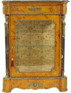 Casa Padrino Empire Vitrine Vogelaugenahorn - Handgefertigt aus Massivholz - Barock Vitrinenschrank 85 x 40 x 105 cm
