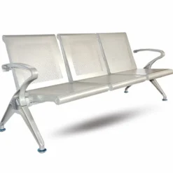 Casa Padrino 3er Besucherbank / Wartezimmerbank Silber 180 cm - Wartezimmer Möbel