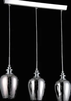 Casa Padrino 3er Hängeleuchte Silber / Grau 70 x H. 100 cm - Hängelampe mit feinsten Kristall Behängen