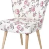 Casa Padrino 60er Jahre Esszimmer Stuhl Weiß / Rosa / Grau / Naturfarben 51 x 68 x H. 88 cm - Retro Küchen Stuhl mit Blumenmuster - 60er Jahre Esszimmer Möbel - Retro Esszimmer Möbel