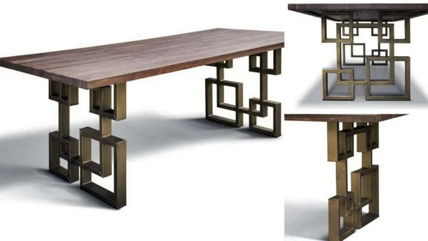 Casa Padrino Esstisch im industriellen Design - Eiche - 200 x 100 x H. 78 cm - Luxus Esszimmermöbel