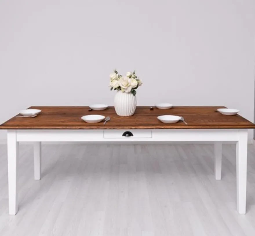 Casa Padrino Esstisch im Landhausstil mit Eichenholzplatte, 210 x 90 x 78 cm