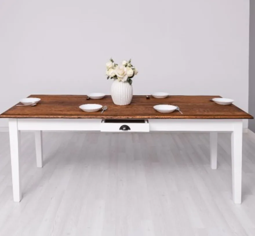 Casa Padrino Esstisch im Landhausstil mit Eichenholzplatte, 210 x 90 x 78 cm