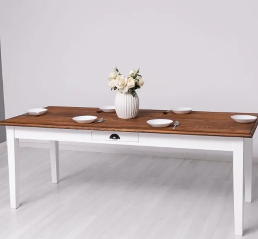 Casa Padrino Esstisch im Landhausstil mit Eichenholzplatte, 210 x 90 x 78 cm