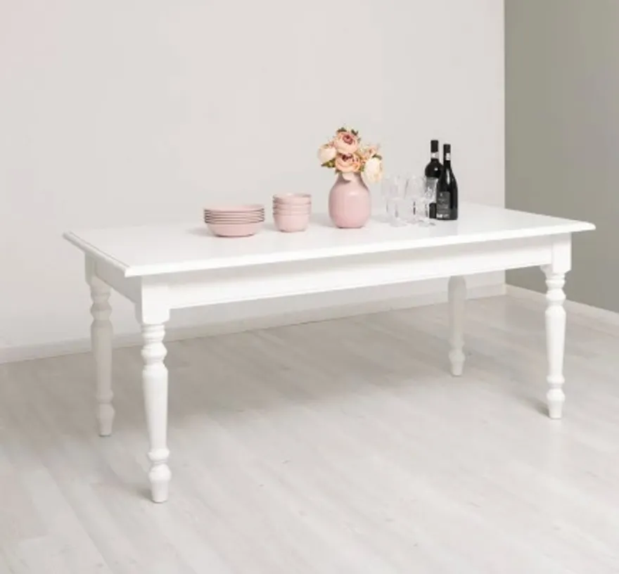 Casa Padrino Esstisch im Landhausstil Weiß, 180 x 90 x 78 cm