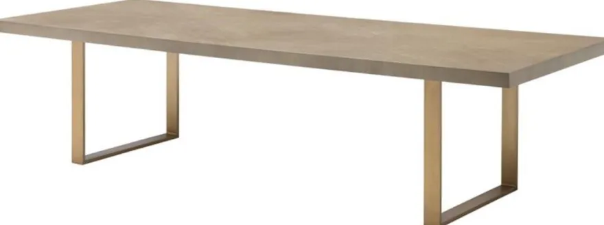 Casa Padrino Esstisch Küchentisch Braun / Messing 300 x 115 x H. 75 cm - Luxus Küchenmöbel