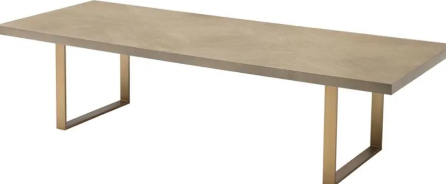 Casa Padrino Esstisch Küchentisch Braun / Messing 300 x 115 x H. 75 cm - Luxus Küchenmöbel