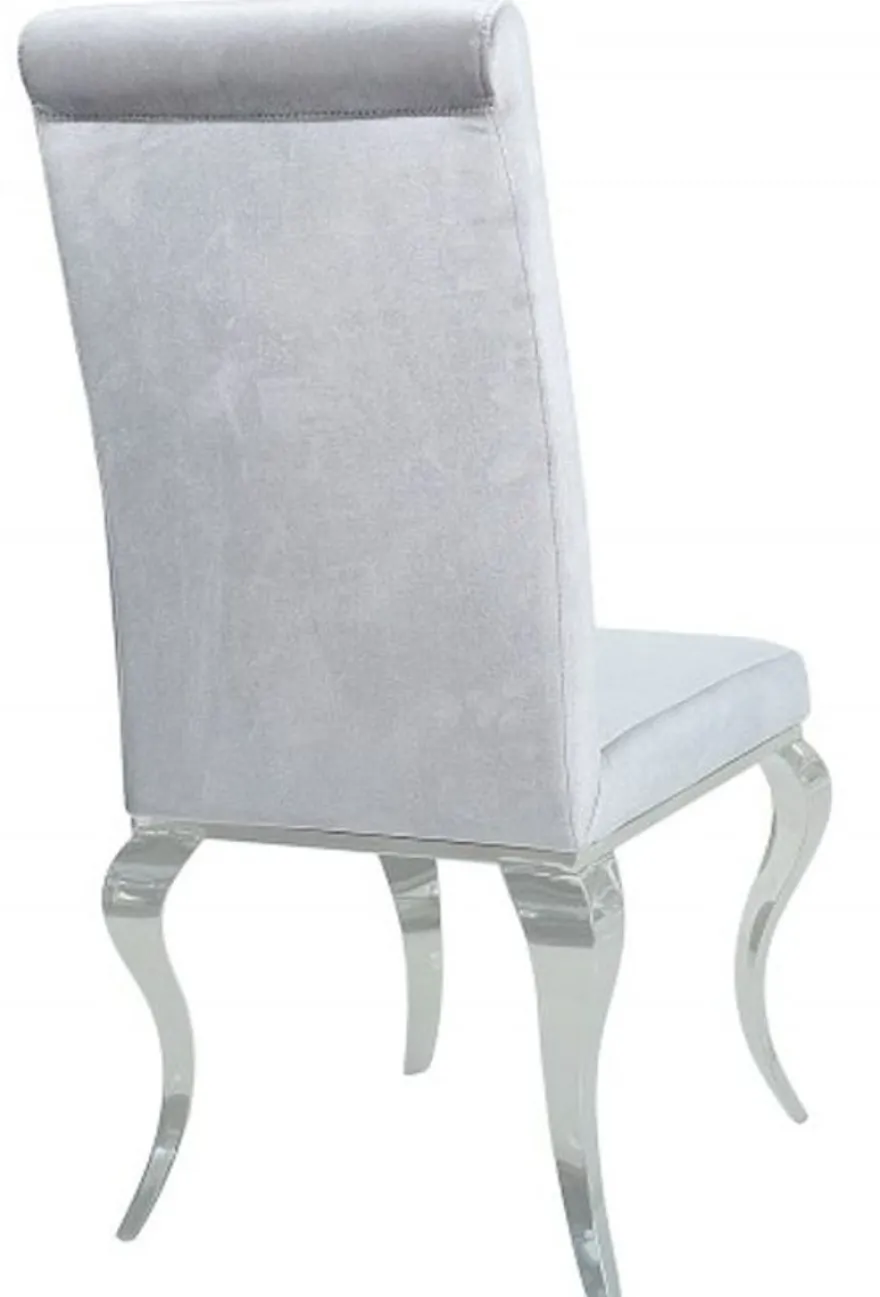 Casa Padrino Esszimmer Stuhl Silbergrau / Silber - Designer Stuhl - Modern Barock