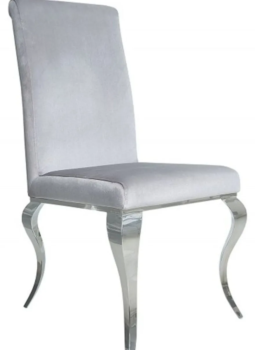 Casa Padrino Esszimmer Stuhl Silbergrau / Silber - Designer Stuhl - Modern Barock