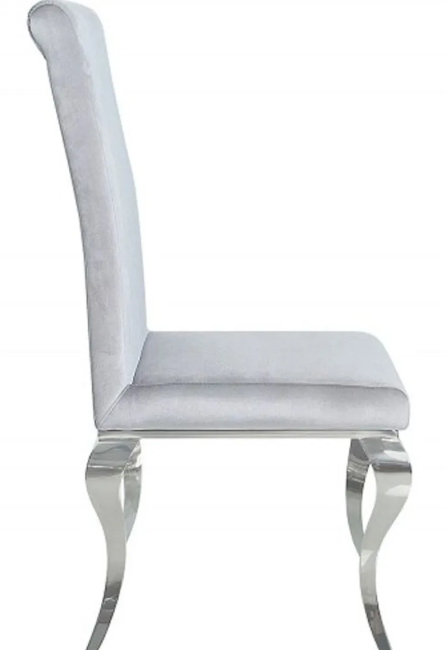 Casa Padrino Esszimmer Stuhl Silbergrau / Silber - Designer Stuhl - Modern Barock
