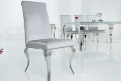 Casa Padrino Esszimmer Stuhl Silbergrau / Silber - Designer Stuhl - Modern Barock