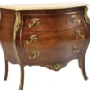 Casa Padrino Französische Barock Kommode, Braun mit cremefarbener Marmorplatte, 110 x 50 x 90 cm