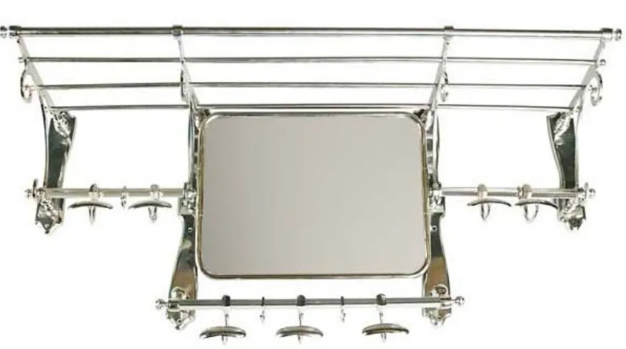 Casa Padrino Französische Luxus Wandgarderobe mit Spiegel silber aus Edelstahl 100 x 27 x 45 cm