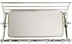 Casa Padrino Französische Luxus Wandgarderobe mit Spiegel Edelstahl Silberfarben 75 x 24 x 38 cm