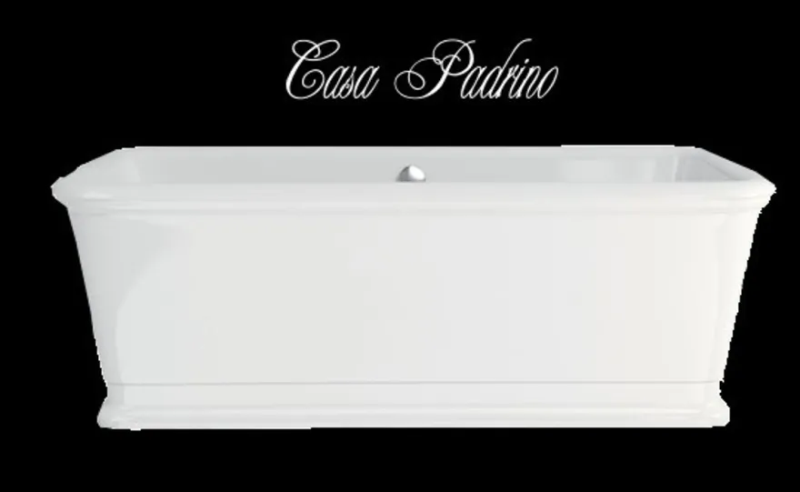 Casa Padrino freistehende Badewanne BLon, rechteckiges Retro Design, Weiß, 1800 x 850 x 630 mm