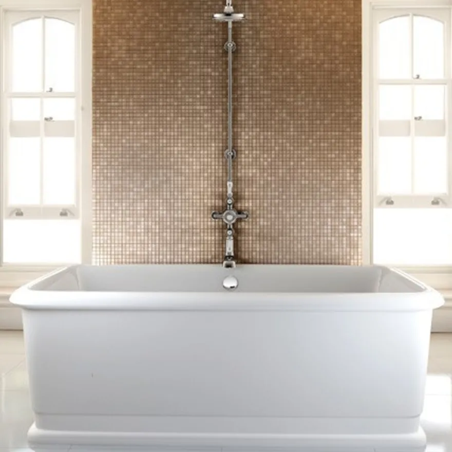 Casa Padrino freistehende Badewanne BLon, rechteckiges Retro Design, Weiß, 1800 x 850 x 630 mm
