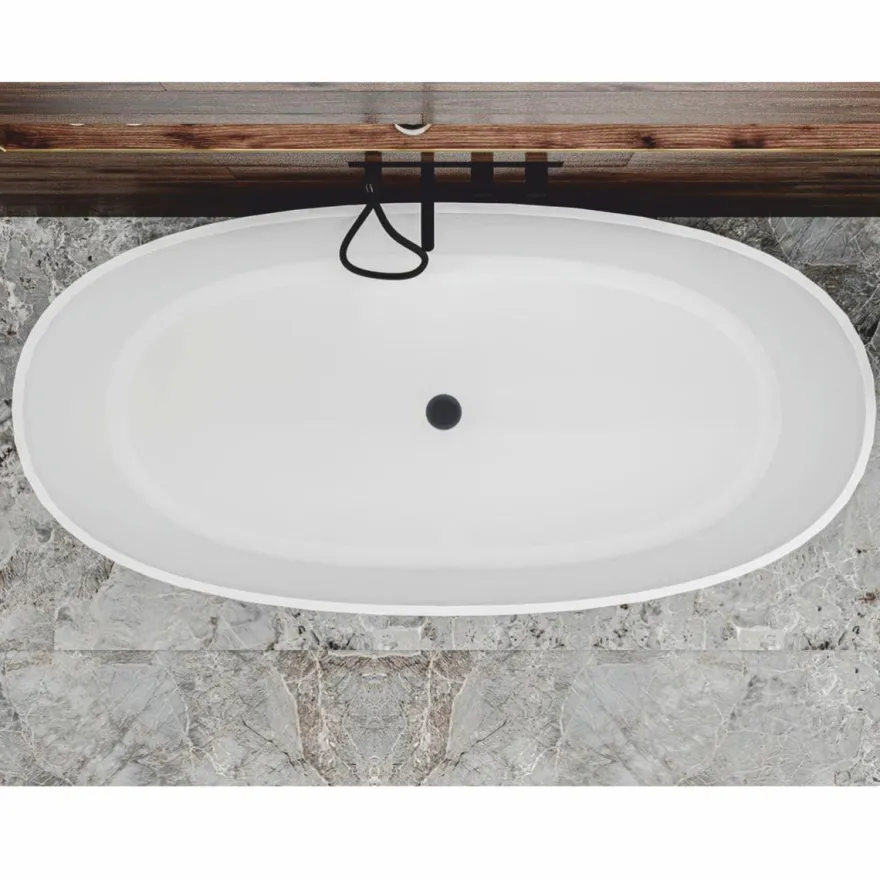 Casa Padrino Freistehende Luxus Badewanne Hochglanz Weiß 169,4 cm - Badezimmer Möbel