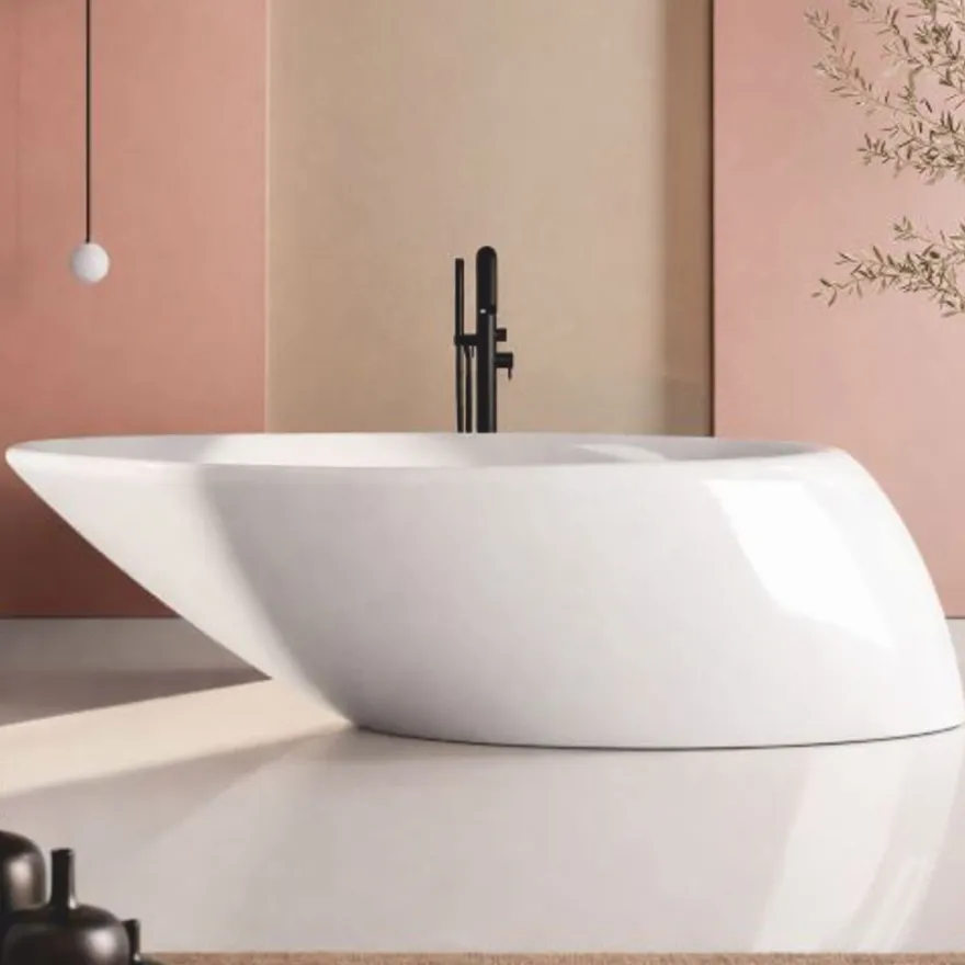Casa Padrino Freistehende Luxus Badewanne Hochglanz Weiß 205 cm - Made in Italy