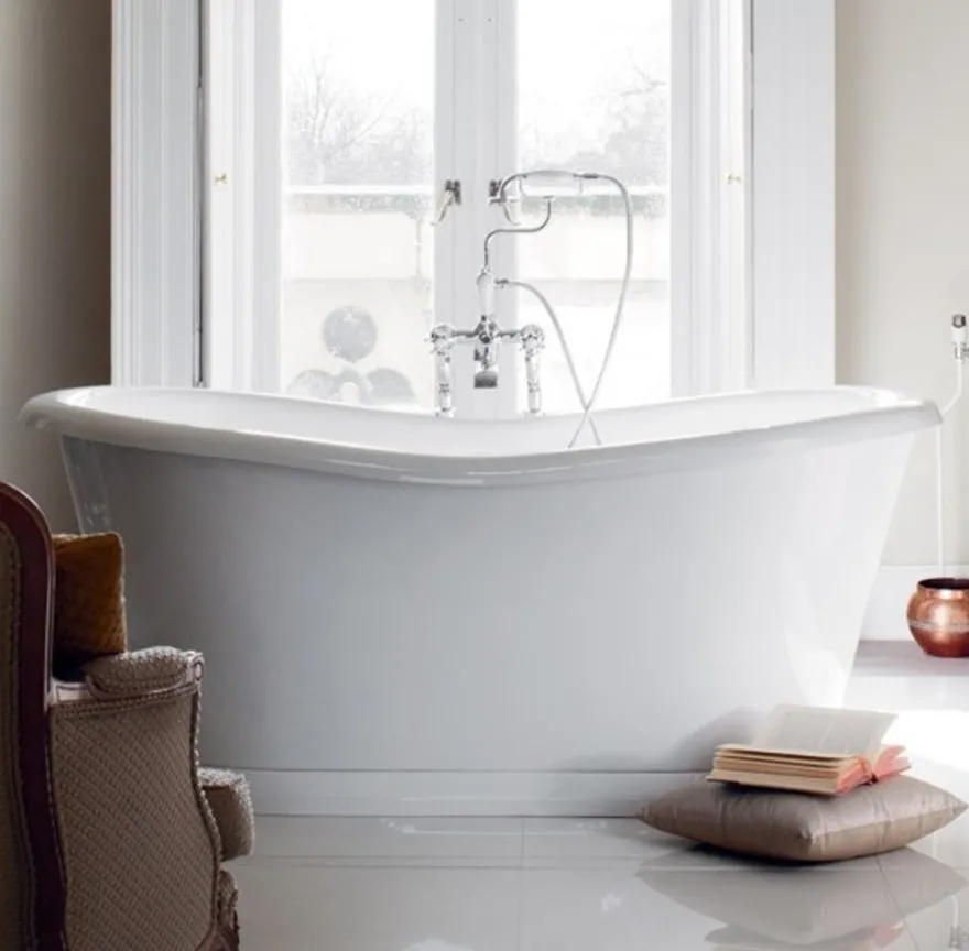 Casa Padrino freistehende Retro Badewanne Modell BAdm180 in Weiß, 1800 x 885 x 745 mm
