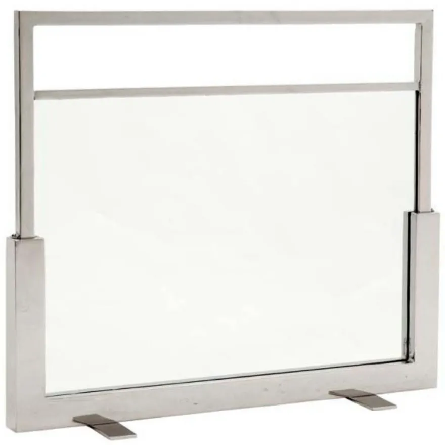 Casa Padrino Funkenschutz Feuerschirm Silber 80 x H. 68 cm - Luxus Kaminschirm aus Glas und Stahl