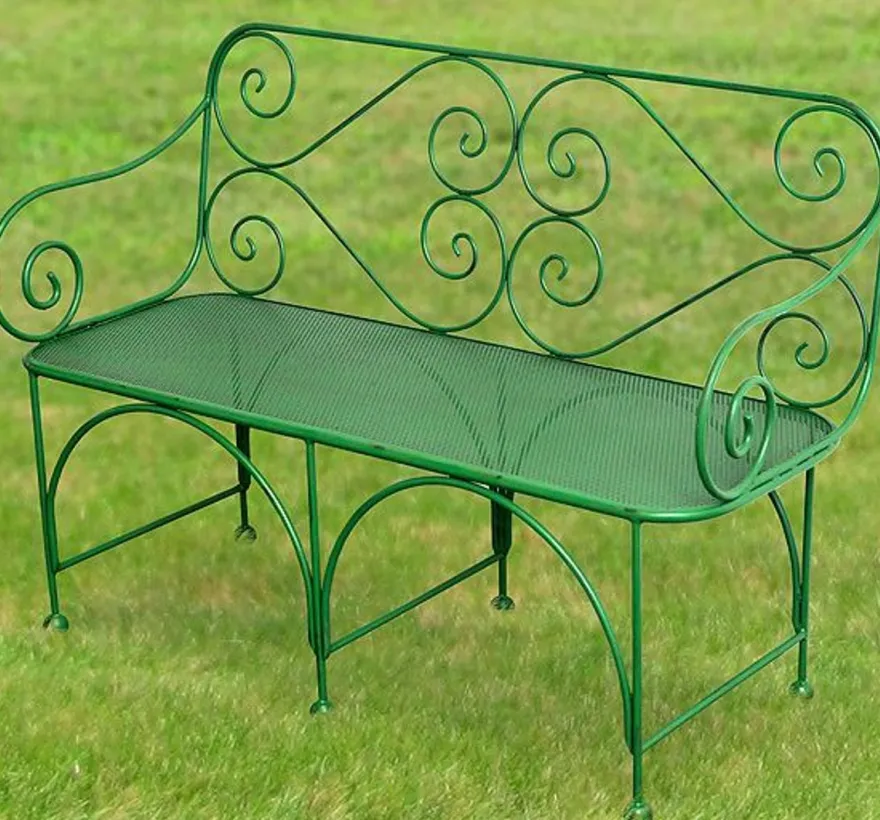 Casa Padrino Gartenbank Art Deco Design, perforierte Sitzfläche, Grün, 1,2m x 0,48m x 0,9m