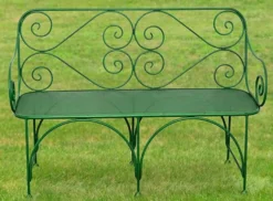 Casa Padrino Gartenbank Art Deco Design, perforierte Sitzfläche, Grün, 1,2m x 0,48m x 0,9m